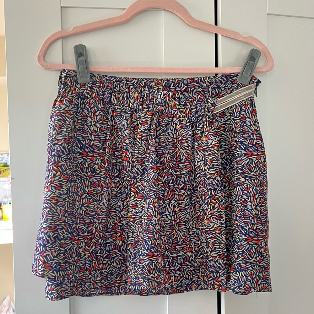 BCBGeneration Pleated Print Faux Wrap Side Zip Mini Skirt